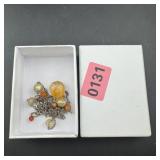 Vintage Sterling Silver Amber Necklace