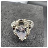 Cz Silver Tone Ring Size 7 1/2