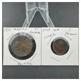 1953 20 Centavos & 1943 Farthing