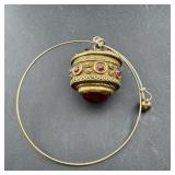 Collectible Bangle Bracelet W/ Ruby Stone Locket