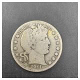 1911 Barber Silver Half Dollar
