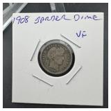 1908 Barber Silver Dime