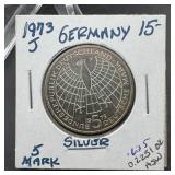 1973j Germany 5 Mark Silver Coin
