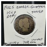 1912-S Barber Quarter SILVER Toned Key Date