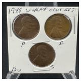 1946 Wheat Cent 3-Coin Set High Grade