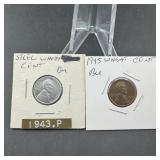 1943 Steel Cent & 1945 Wheat Cent
