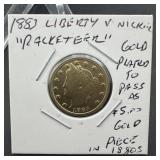1883 Liberty V Nickel Gold Plated