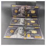 (2) $100 Gold Novelty Notes