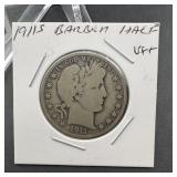 1911-S Barber Silver Half Dollar
