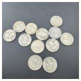 (12) Silver Washington Quarters