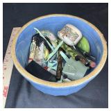 Crock Bowl W/ Misc Items