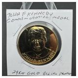 John F Kennedy Commemorative Gold Plated Medal