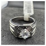 Silver Tone Cz Ring Size 12 3/4