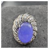 Sterling Silver Purple Jade Ring Size 6