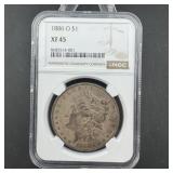 1886-o Morgan Silver Dollar Xf45