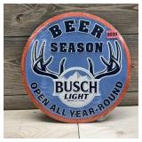 Busch Light 'Season Open All Year' Metal Sign 11.5