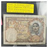 1941 Algeria 5 Francs Note