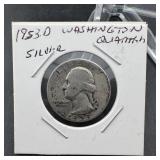 1953-D Washington Silver Quarter