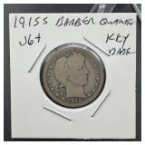 1915-S Barber Silver Quarter Key Date