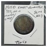 1911-D Barber Silver Quarter