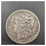 1891-cc Carson City Morgan Silver Dollar