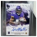 Alexander Mattison Rookie Origins Autograph Card