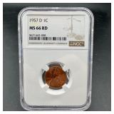1957-D Wheat Cent MS66 RHEP