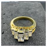 Gold Colored Cz Ring Size 7