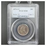 1875-cc Seated Liberty Silver Quarter Pcgs Xf40