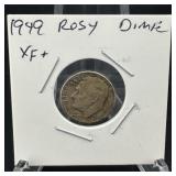 1949 Roosevelt SILVER Dime XF+