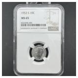 1953-S Roosevelt Dime MS65