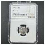 1954 Mercury Silver Dime MS64