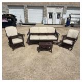 4 Piece Vintage Wicker Set With Cushions
