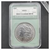 1887 Morgan Silver Dollar Ntc Ms63