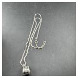 Sterling silver drum necklace; 19'; approx 9.7 gr