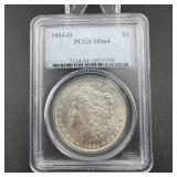 1884-o Morgan Silver Dollar Pcgs Ms64