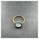 Sterling silver blue stone ring; size 4 3/4; marke