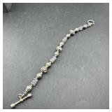 Sterling silver beaded toggle bracelet; 7 1/4'; a