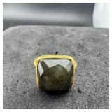 Sterling silver smokey quartz ring; size 6; marked