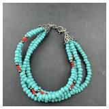 STS sterling silver turquoise bracelet; marked 925
