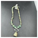 Sterling silver green turquoise necklace.
