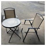 3 Piece Folding Deck Chairs And Table Set