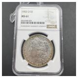 1902-o Morgan Silver Dollar Ngc Ms61
