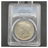 1921 Peace Silver Dollar Pcgs Au50 High Relief