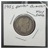 1915-S Barber Silver Quarter Key Date