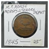 1845 M.P. Morris Library Depot Token