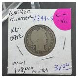 1899-S Barber Silver Quarter Key Date