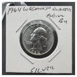 1964 Washington Silver Quarter Gem BU
