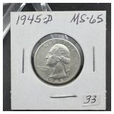 1945-d Washington Silver Quarter - Higher Grade