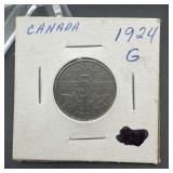 1924 Canada 5 Cents